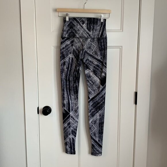 Lululemon Wunder Under Pant *Full-On Luon (Roll Down)Heat Wave White Black sz 2 - Picture 4 of 8